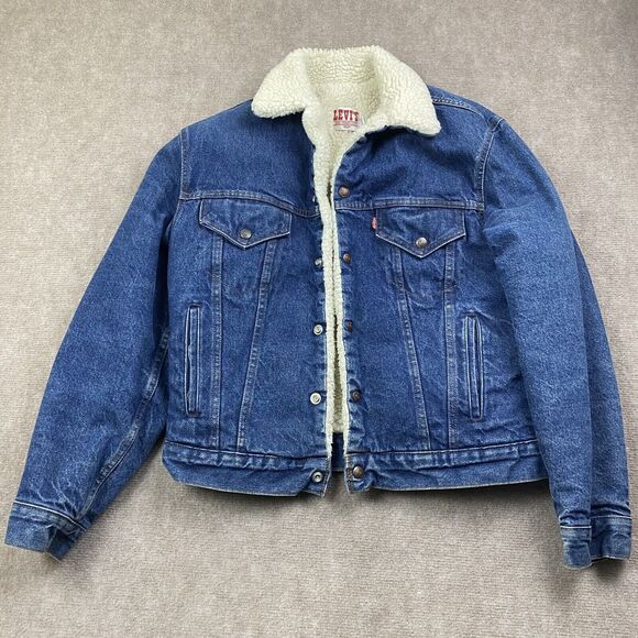Levis Trucker Jacket M Blue Sherpa Lined Vintage Denim Made in USA 70s/80s